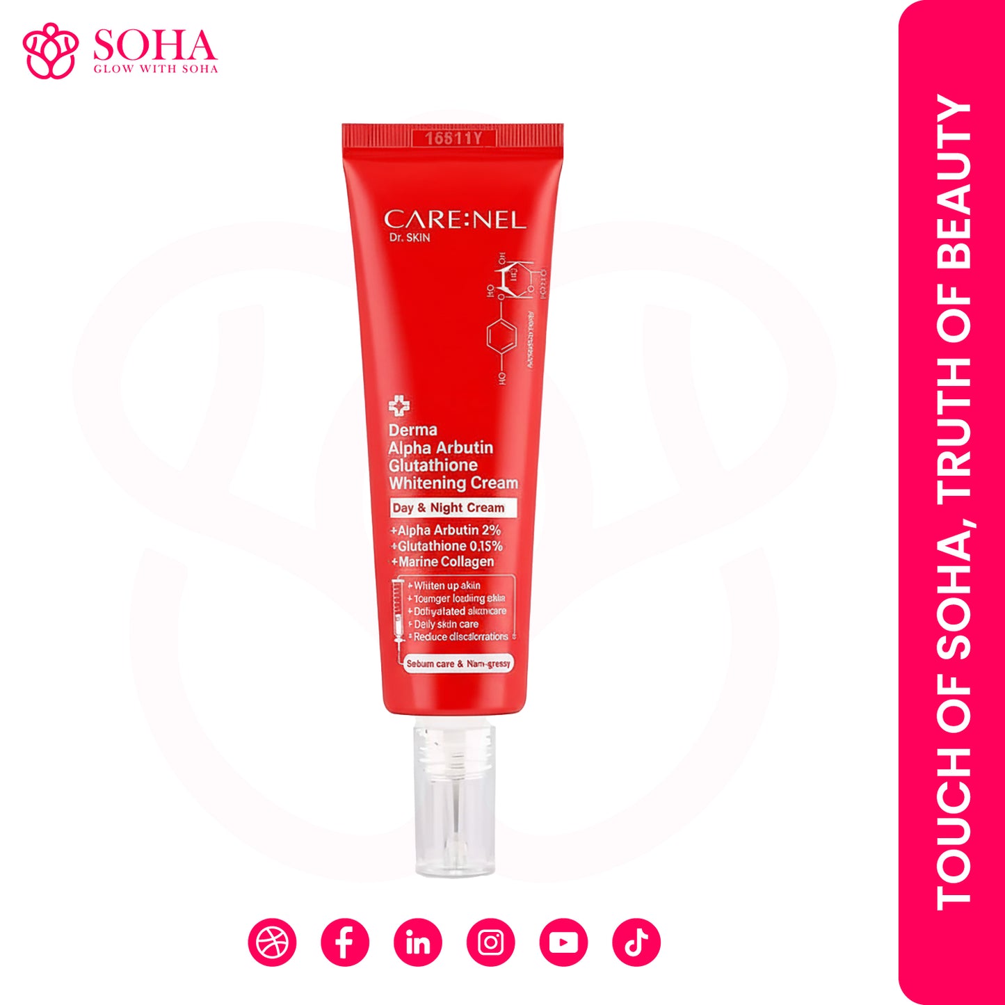 CARE:NEL Derma Alpha Arbutin Glutathione Whitening Day & Night Cream