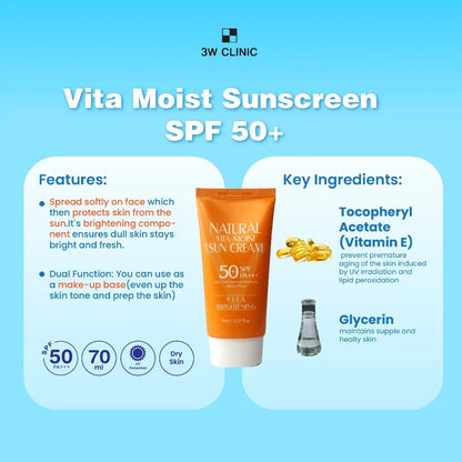3W Clinic Natural Vita-Moist Sun Cream SPF 50+ PA+++