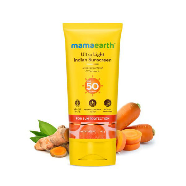 Mamaearth ultra light indian sunscreen SPF50 PA+++